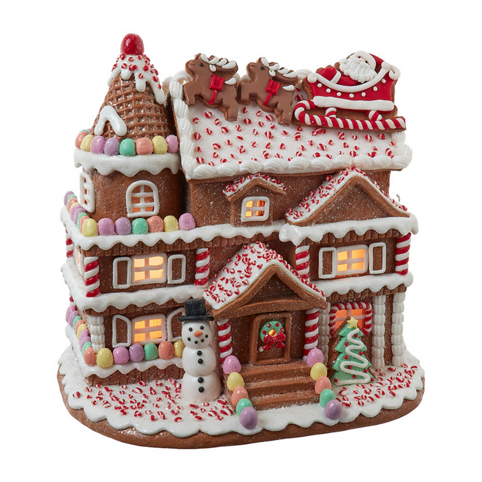 10" Pre-Lit Gingerbread House With Santa - The Well Appointed House
