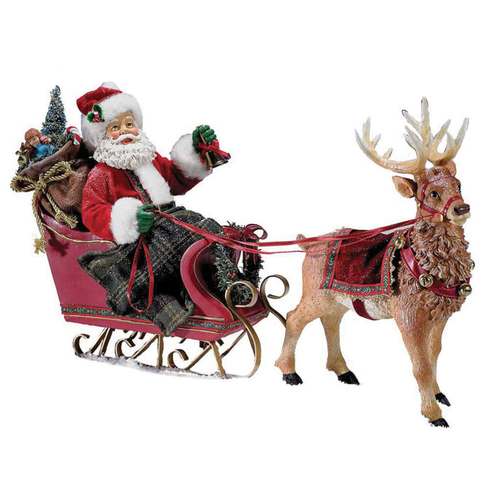 10" Fabriché™ Santa In Sleigh With Deer-The Well Appointed House