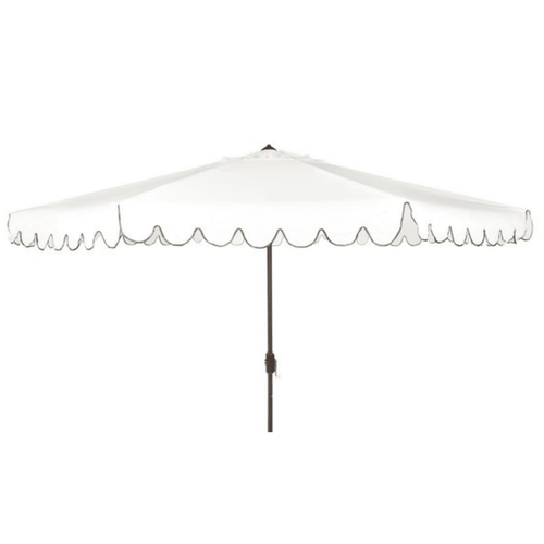 11 Foot Round White & Black Crank Patio Umbrella - Outdoor Umbrellas - The Well Appointed House