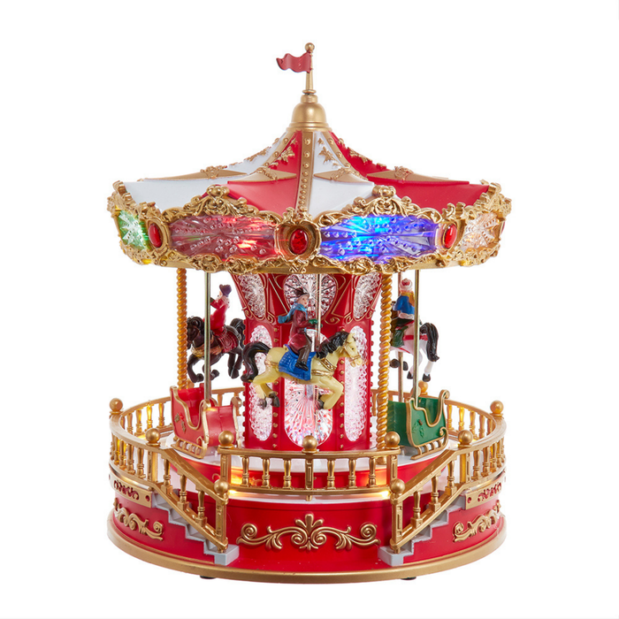 11.1" Battery Operated Multicolor LED Lighted Musical Santa Carousel - The Well Appointed House