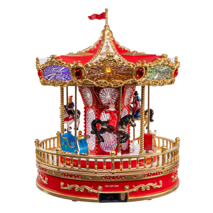 11.1" Battery Operated Multicolor LED Lighted Musical Santa Carousel - The Well Appointed House