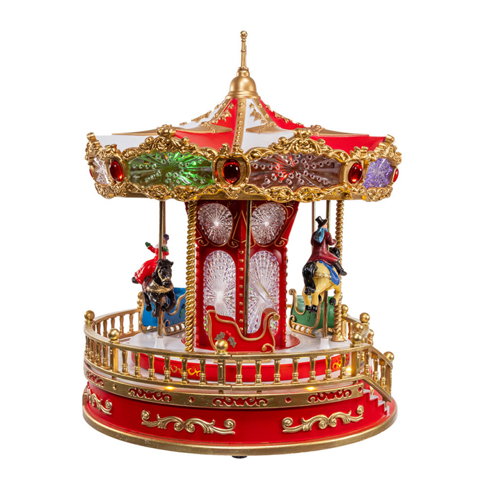 11.1" Battery Operated Multicolor LED Lighted Musical Santa Carousel - The Well Appointed House