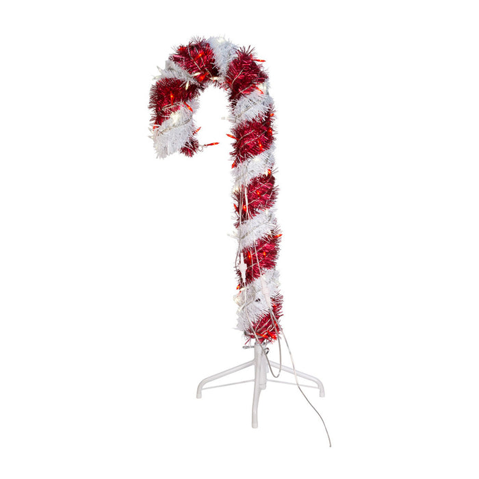 3' Pre-Lit LED Tinsel Candy Cane-The Well Appointed House