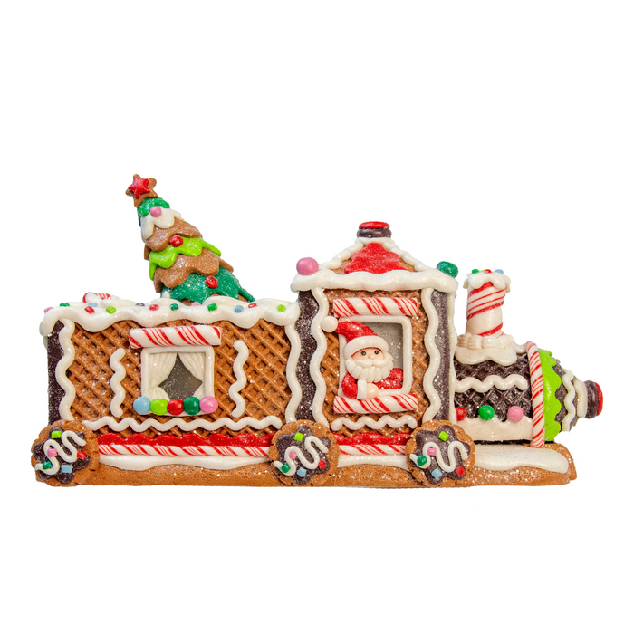 7" Battery Operated LED Gingerbread Train With Tree Table Piece - The Well Appointed House