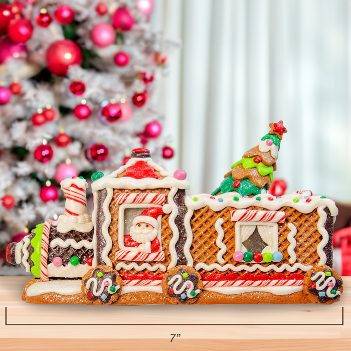 7" Battery Operated LED Gingerbread Train With Tree Table Piece - The Well Appointed House