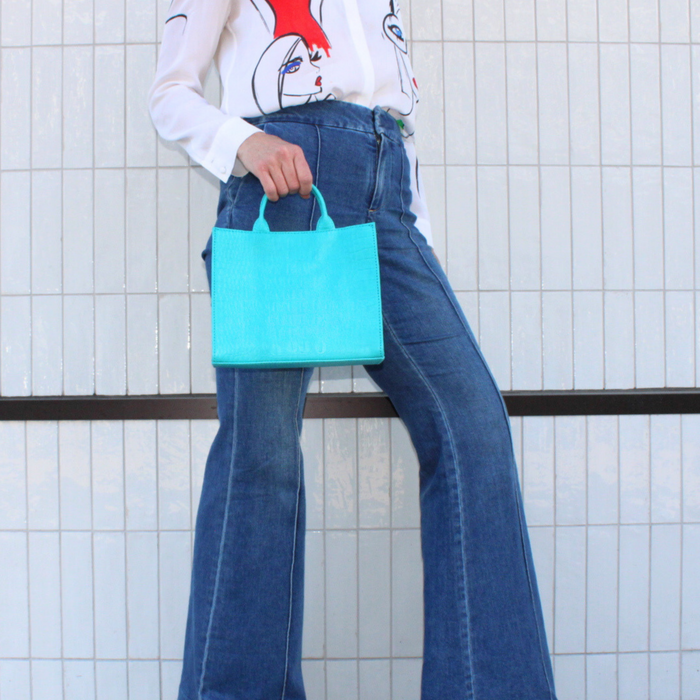 Adelaide Leather Handbag in Turquoise - The Well Appointed House