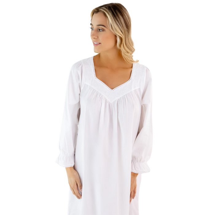 Adelaide White Cotton Nightgown - The Well Appointed House