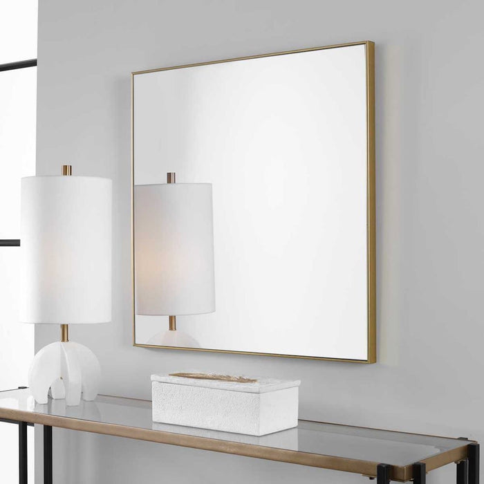 Alexo Brushed Gold Square Wall Mirror - The Well Appointed House