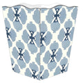 Allison Blue Decoupage Wastebasket and Optional Tissue Box Cover - Wastebasket Sets - The Well Appointed House