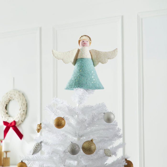 Angel Christmas Tree Topper in Blue - The Well Appointed House