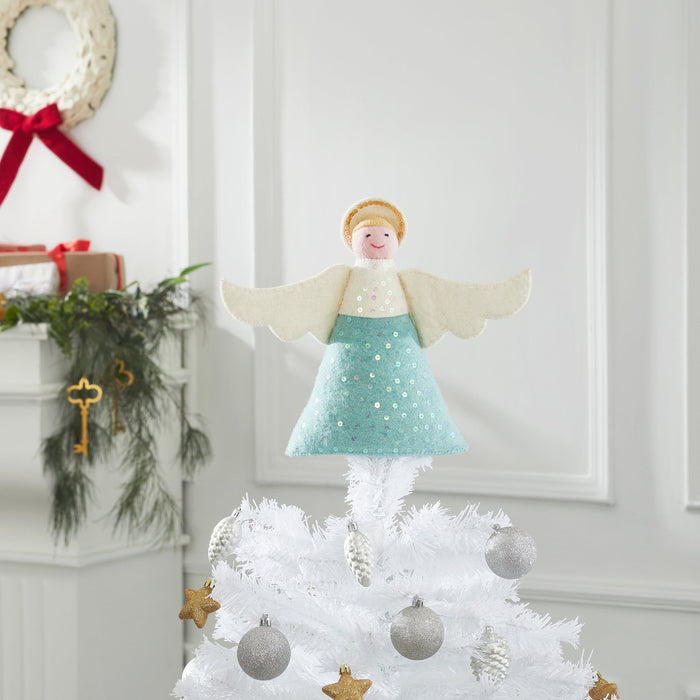 Angel Christmas Tree Topper in Blue - The Well Appointed House
