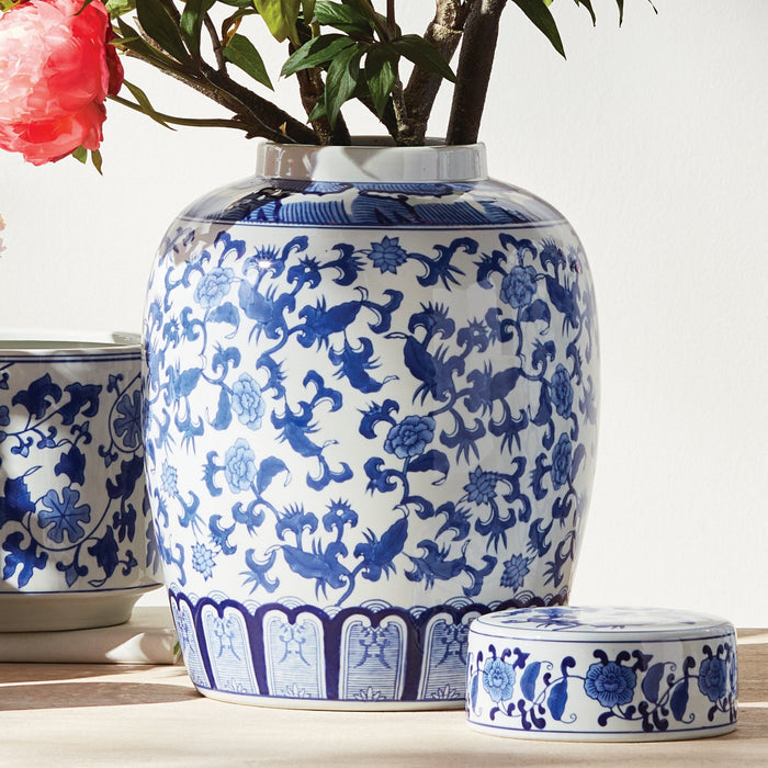 Barclay Butera Dynasty Blossom Lidded Jar - The Well Appointed House