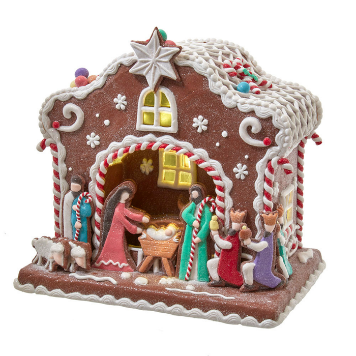 Battery-Operated Light Up Nativity Gingerbread House - The Well Appointed House