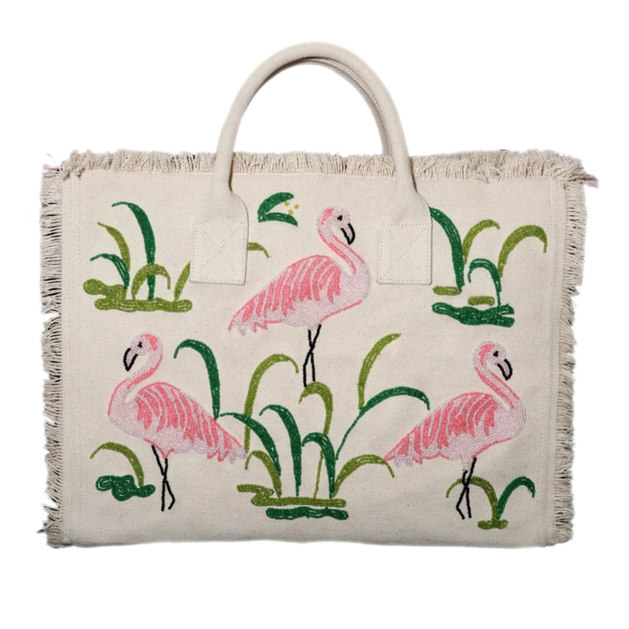Beaded Pink Flamingo Tote - The Well Appointed House