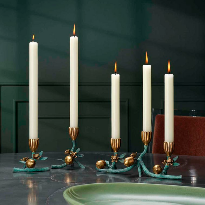Bernadette Antique Gold Patina Floral Candle Holder Large Brass - The Well Appointed House