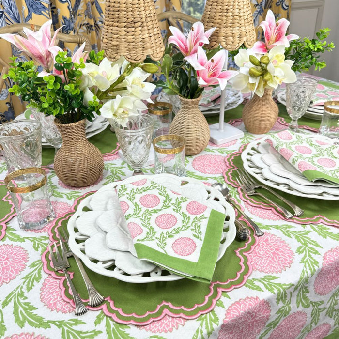Bettina Placemat - Green & Pink, Set of 4 - The Well Appointed House