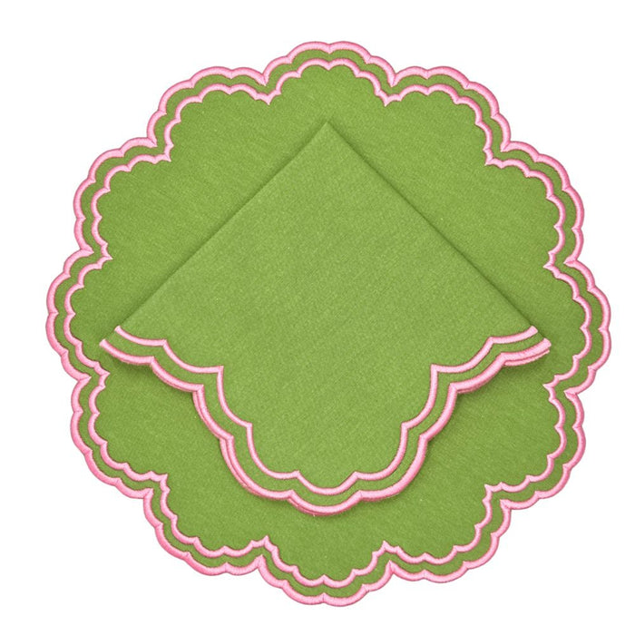 Bettina Placemat - Green & Pink, Set of 4 - The Well Appointed House