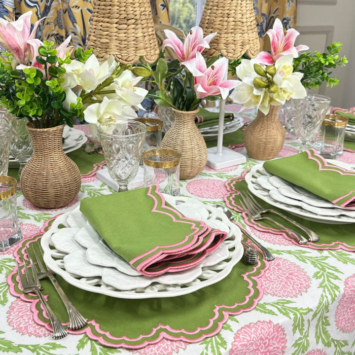 Bettina Placemat - Green & Pink, Set of 4 - The Well Appointed House
