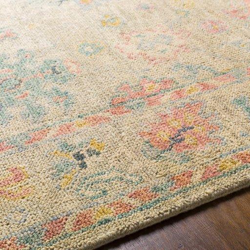 Biscayne Hand Knotted Pink, Beige & Sage Wool Area Rug - Available in a Variety of Sizes - Rugs - The Well Appointed House