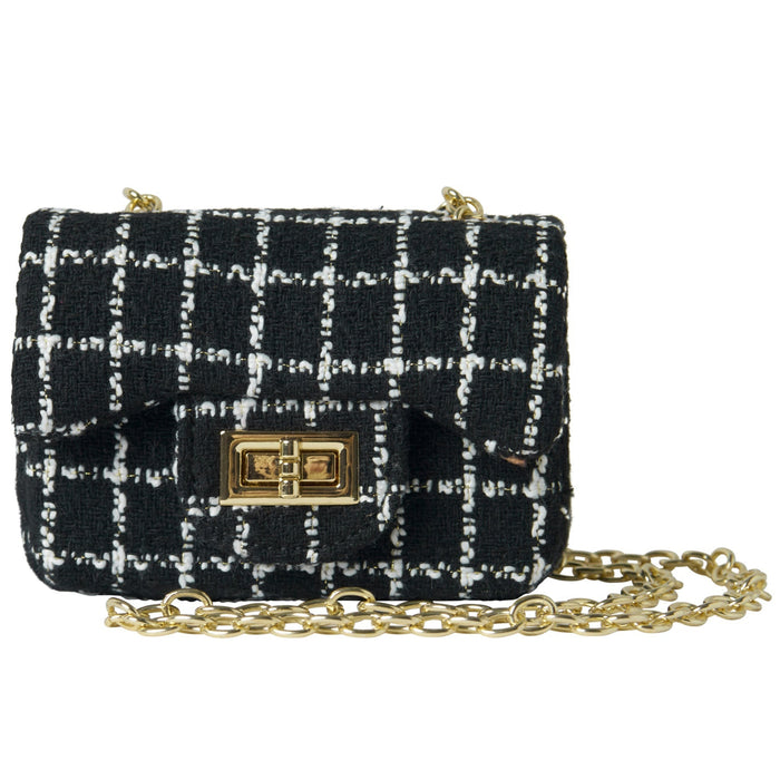 Black & Ivory Tweed Cross Body Bag - The Well Appointed House
