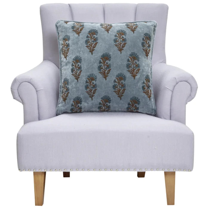 Block Print Vel Mughal Flower Pillow - The Well Appointed House