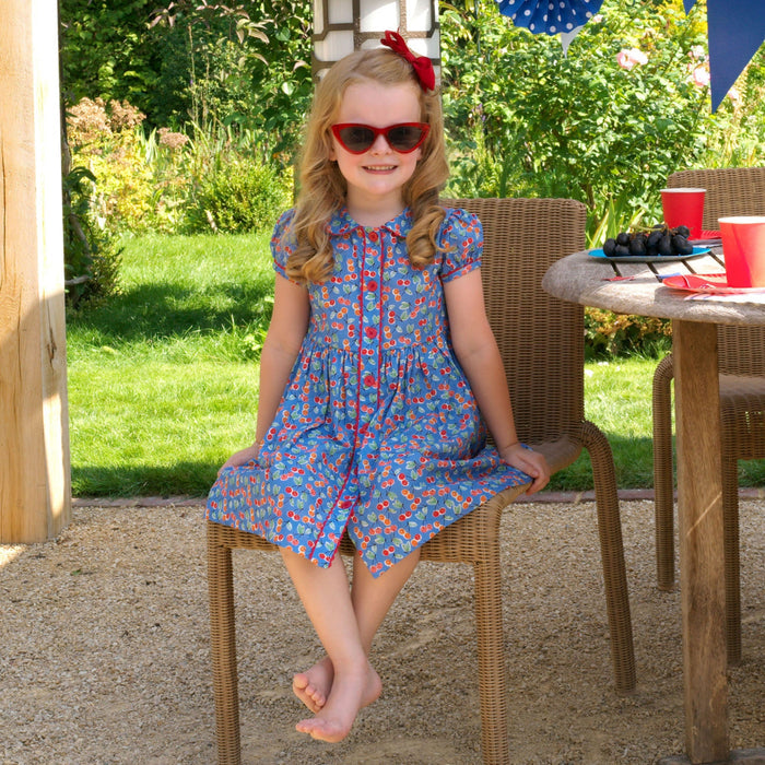 Blue Cherry Button-Front Dress- The Well Appointed House