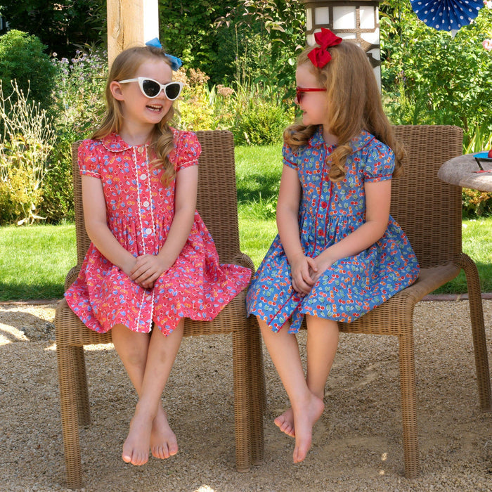 Blue Cherry Button-Front Dress - The Well Appointed House