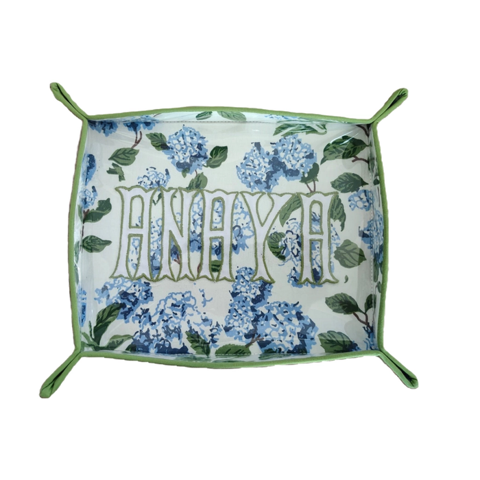Blue Hydrangea Monogramable Desk Tray - The Well Appointed House