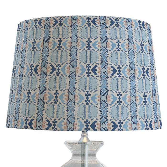 Blue Ikat Patterned Lampshade in Lakeside - The Well Appointed House