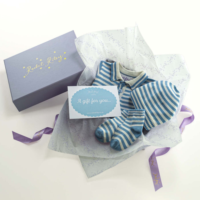 Blue Knit Playsuit Gift Set - The Well Appointed House