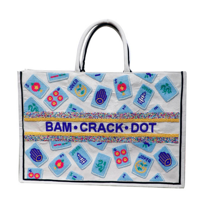 Big Mahjong Tote Cd 732-3001 - Ivory/Multi/ Royal - The Well Appointed House