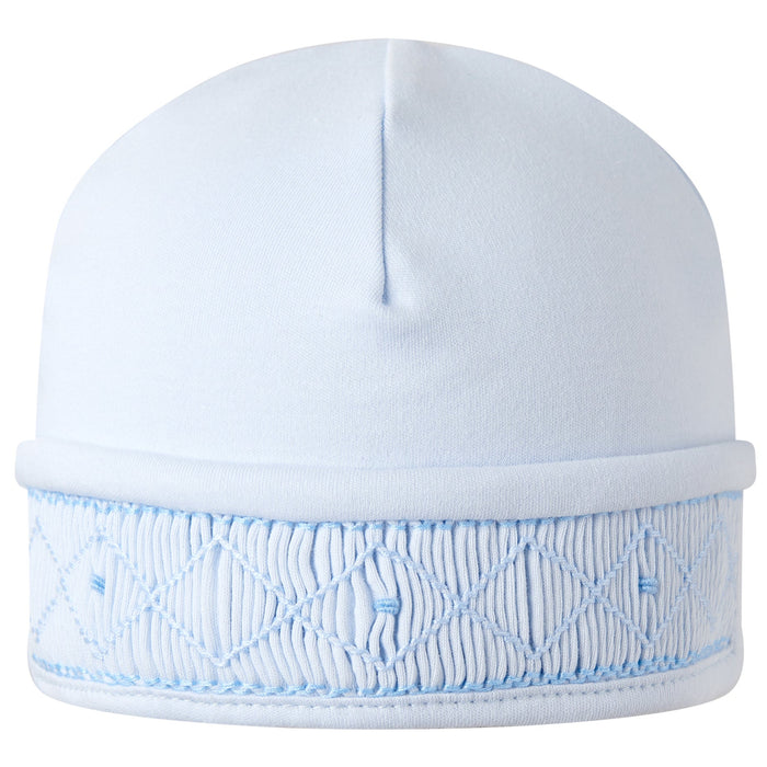 Blue Pima Smocked Hat - The Well Appointed House