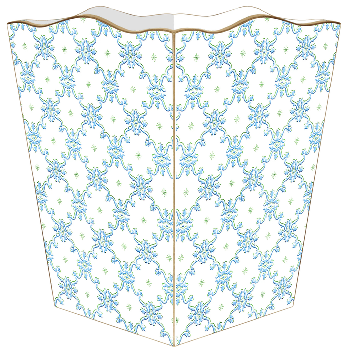 Blue Scroll Wastebasket - The Well Appointed House