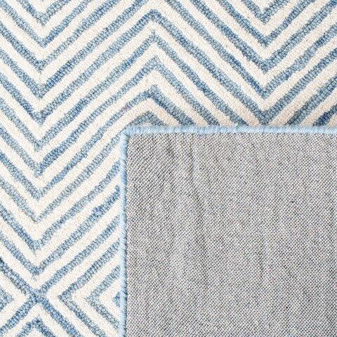 Blue & White Hand Tufted Geometric Patterned Wool Area Rug - Rugs - The Well Appointed House