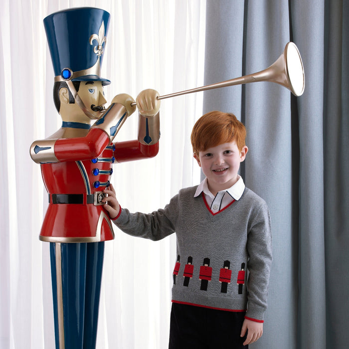 Boys Soldier Intarsia V-Neck Sweater - The Well Appointed House