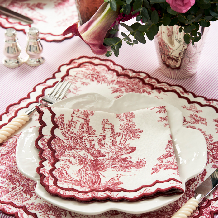 Burgundy Elise Placemat & Napkin Set - The Well Appointed House