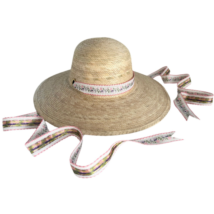 Buttercup Little Girl’s Hat - Vintage Sweet Pea Bouquet Ribbon - The Well Appointed House