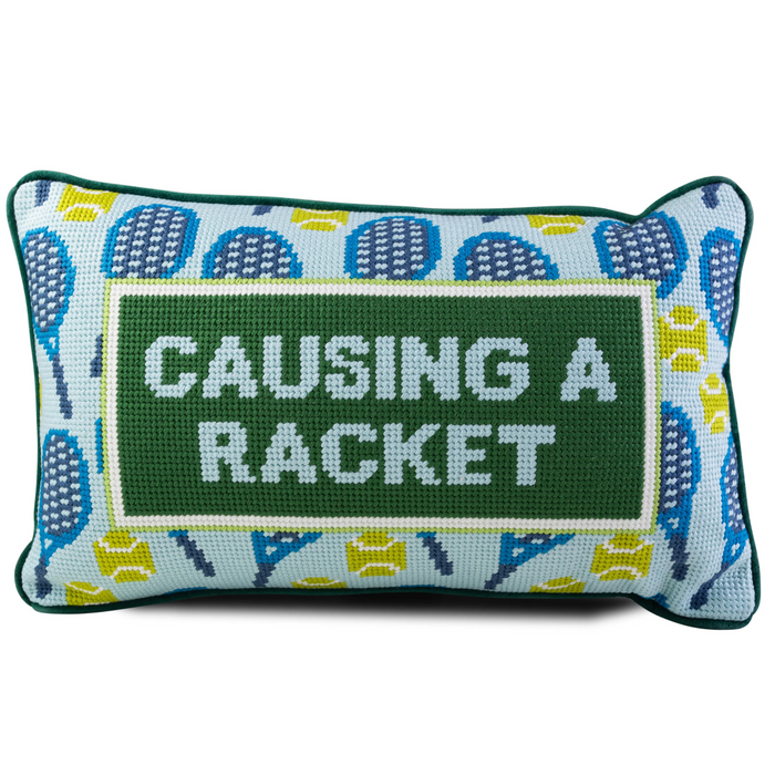 Causing A Racket Needlepoint Pillow - The Well Appointed House