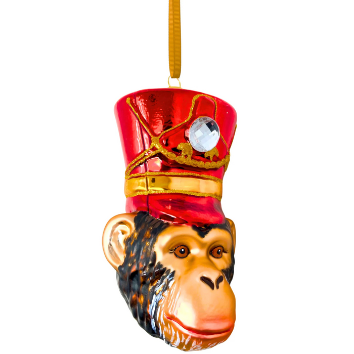 Chimpanzee Head Glass Ornament - The Well Appointed House