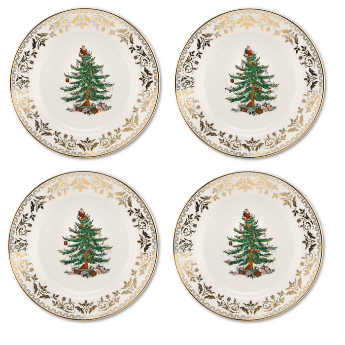 Christmas Tree Gold 8 Inch Salad Plate - The Well Appointed House