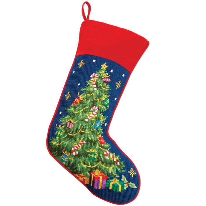 Christmas Tree Needlepoint Stocking - The Well Appointed House