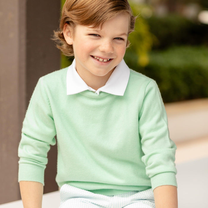 Christopher Crewneck Sweater in Mid Ocean Mint - The Well Appointed House