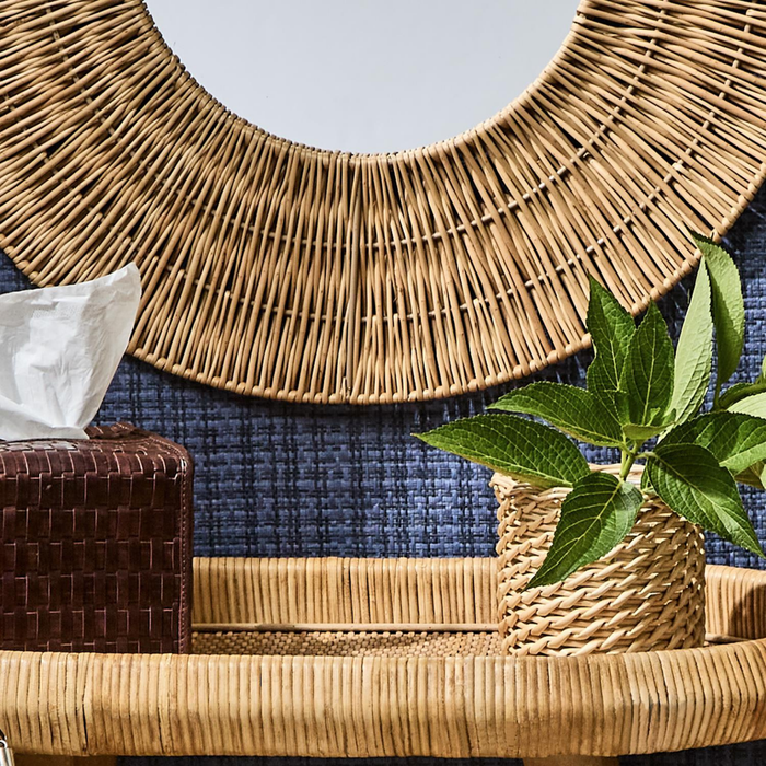 Circular Hand-Crafted Wicker Wall Mirror - The Well Appointed House