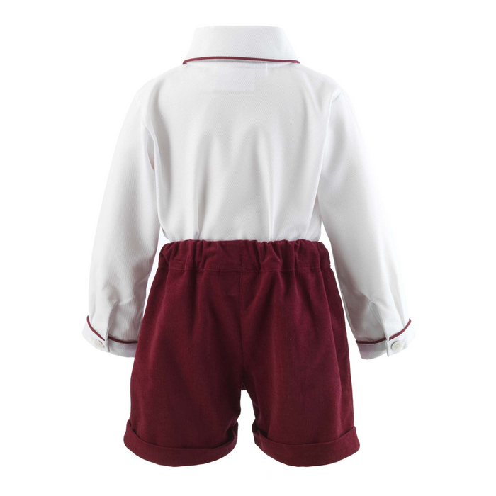 Cord Short & Shirt Set, Dark Red - The Well Appointed House