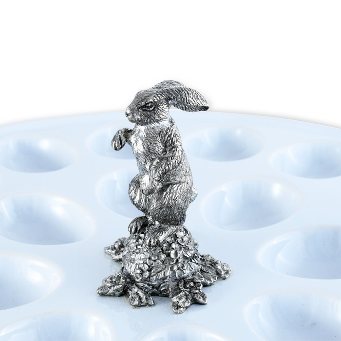 Deviled Egg Tray with Pewter Standing Rabbit - The Well Appointed House