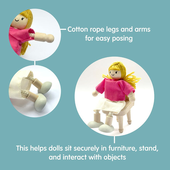 Doll Family - Fair Skin Tone Wooden Kids Toy - The Well Appointed House
