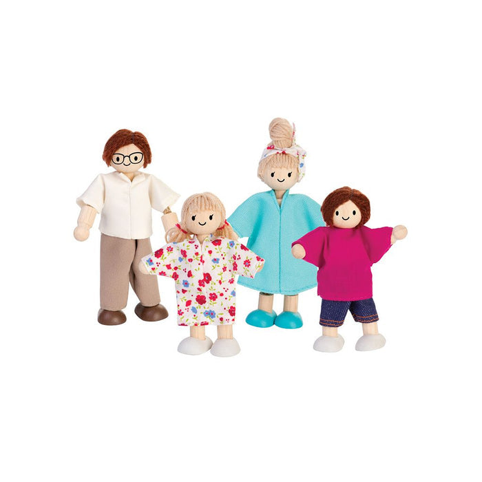 Doll Family - Light Skin Tone - Brown Hair Wooden Kids Toy - The Well Appointed House