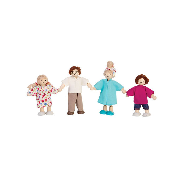 Doll Family - Light Skin Tone - Brown Hair Wooden Kids Toy - The Well Appointed House