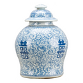 Porcelain Blue And White Double Happiness Ginger Jar - The Well Appointed House