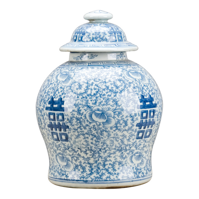 Porcelain Blue And White Double Happiness Ginger Jar - The Well Appointed House